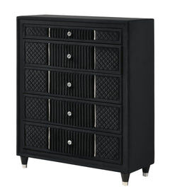 Armany Black Upholstered Panel Bedroom Set - Ornate Home
