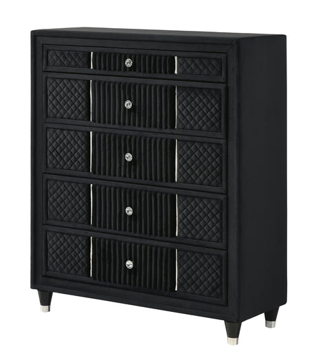 Armany Black Upholstered Panel Bedroom Set - Ornate Home