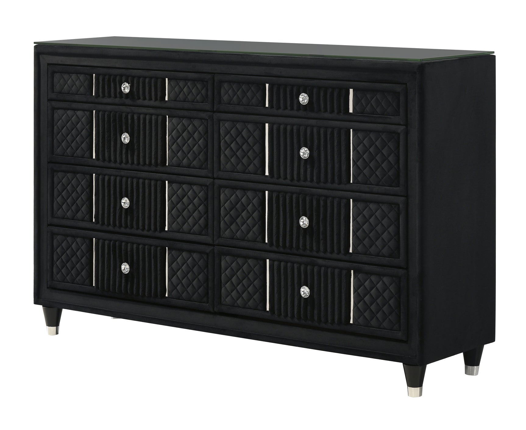 Armany Black Upholstered Panel Bedroom Set - Ornate Home