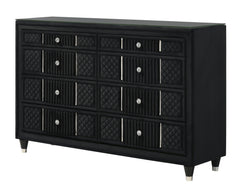 Armany Black Upholstered Panel Bedroom Set - Ornate Home