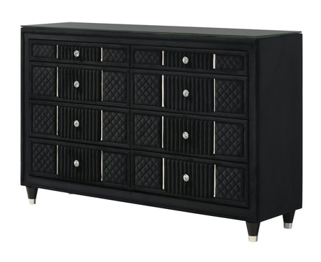 Armany Black Upholstered Panel Bedroom Set - Ornate Home