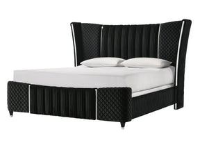 Armany Black Upholstered King Bed - Ornate Home