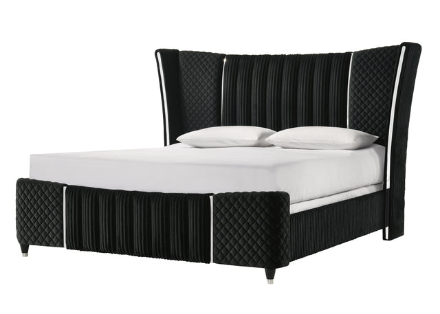 Armany Black Upholstered King Bed - Ornate Home