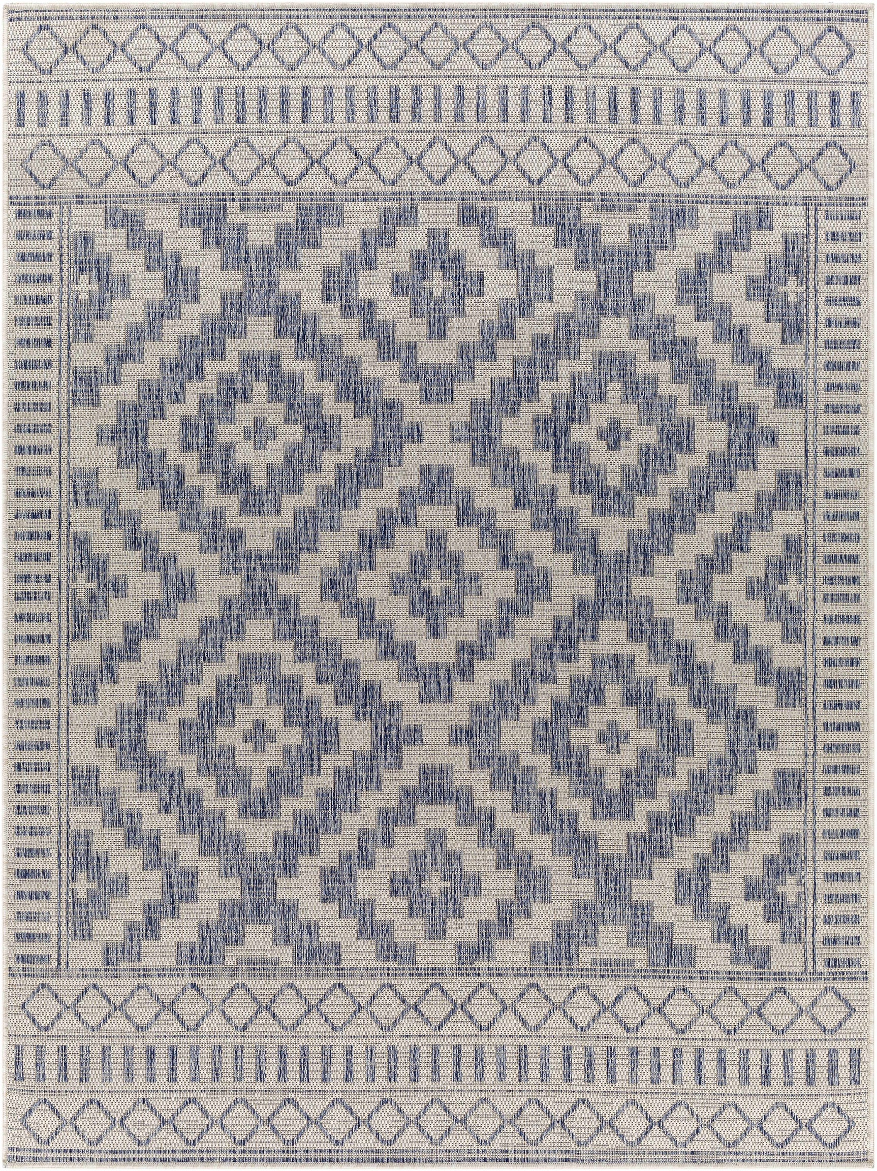 Armen Cream&Blue Outdoor Rug - Ornate Home
