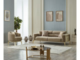 Armoni Beige Convertible Sofa With Gold Legs