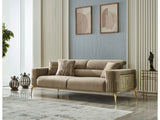 Armoni Beige Convertible Sofa With Gold Legs