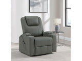 Armstrong Grey Upholstered Power Lift Massage Recliner - Ornate Home