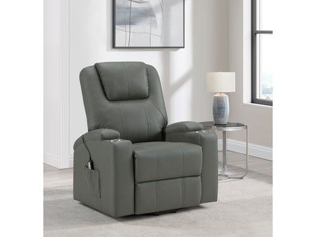 Armstrong Grey Upholstered Power Lift Massage Recliner - Ornate Home