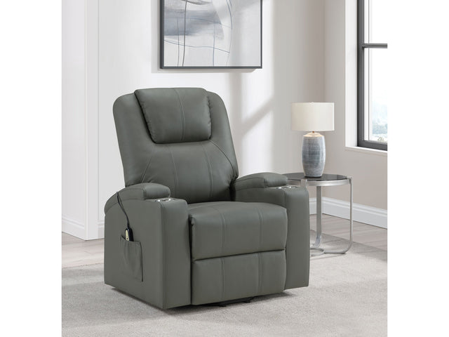 Armstrong Grey Upholstered Power Lift Massage Recliner - Ornate Home