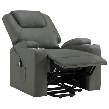 Armstrong Grey Upholstered Power Lift Massage Recliner - Ornate Home