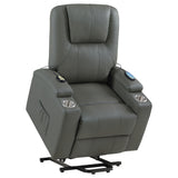 Armstrong Grey Upholstered Power Lift Massage Recliner - Ornate Home