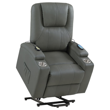 Armstrong Grey Upholstered Power Lift Massage Recliner - Ornate Home