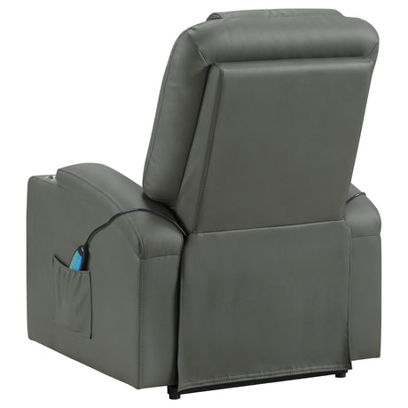 Armstrong Grey Upholstered Power Lift Massage Recliner - Ornate Home