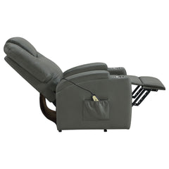 Armstrong Grey Upholstered Power Lift Massage Recliner - Ornate Home