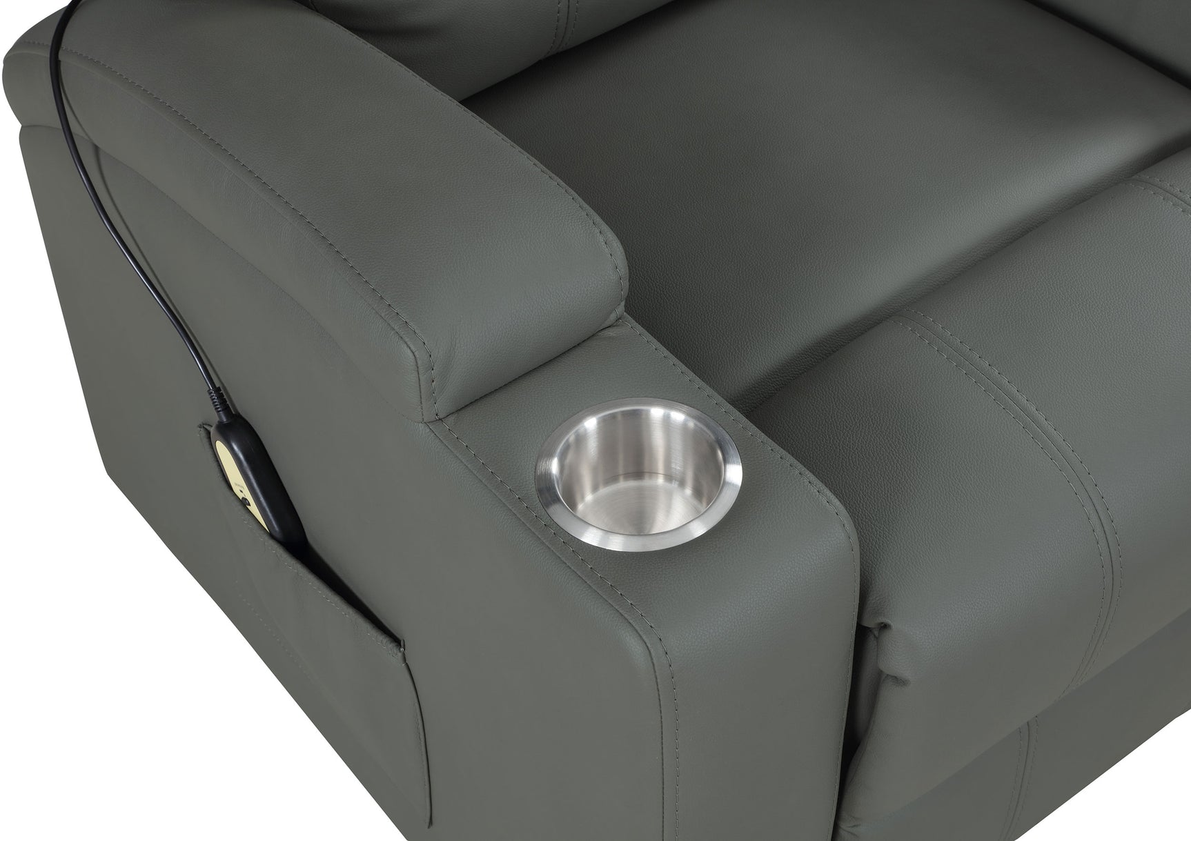 Armstrong Grey Upholstered Power Lift Massage Recliner - Ornate Home