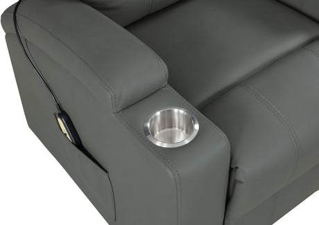 Armstrong Grey Upholstered Power Lift Massage Recliner - Ornate Home