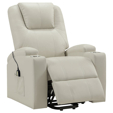 Armstrong Ivory Upholstered Power Lift Massage Recliner - Ornate Home