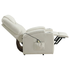 Armstrong Ivory Upholstered Power Lift Massage Recliner - Ornate Home