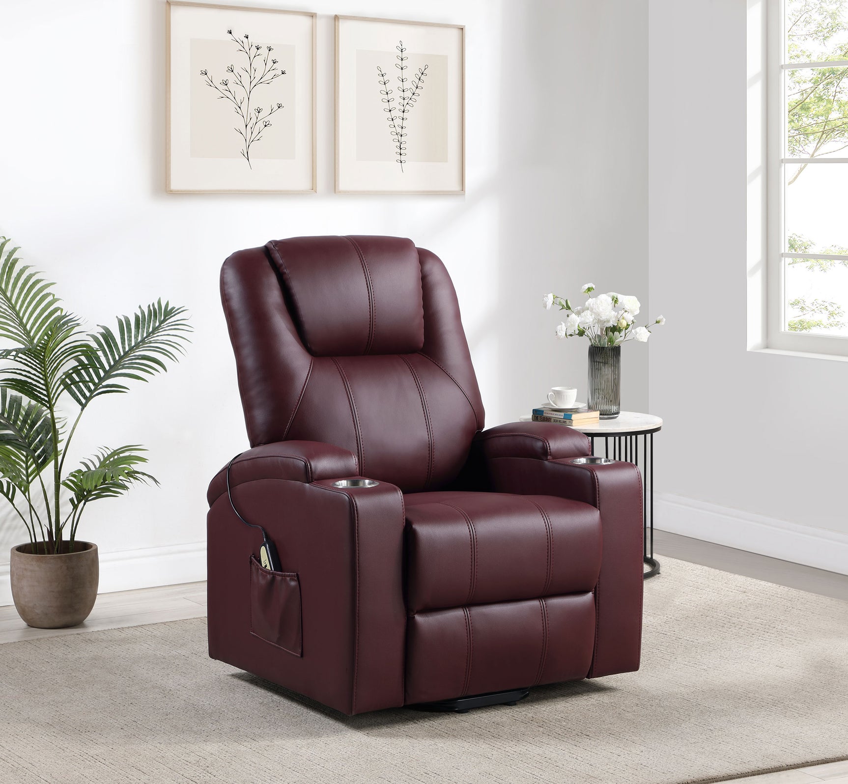 Armstrong Wine Power Lift Recliner - Ornate Home