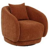 Arnaud Burnt Orange Chenille Upholstered Swivel Accent Chair - Ornate Home