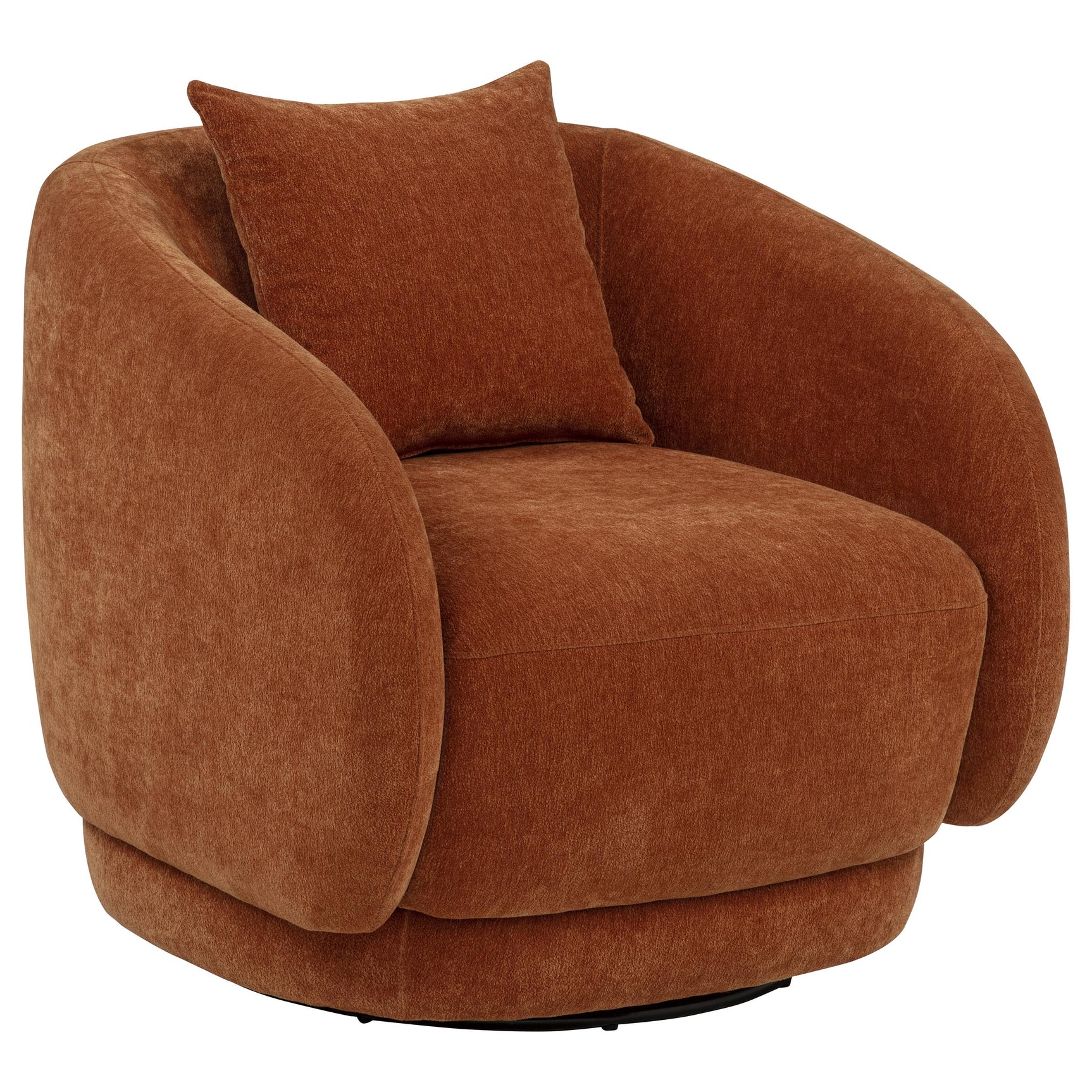 Arnaud Burnt Orange Chenille Upholstered Swivel Accent Chair - Ornate Home