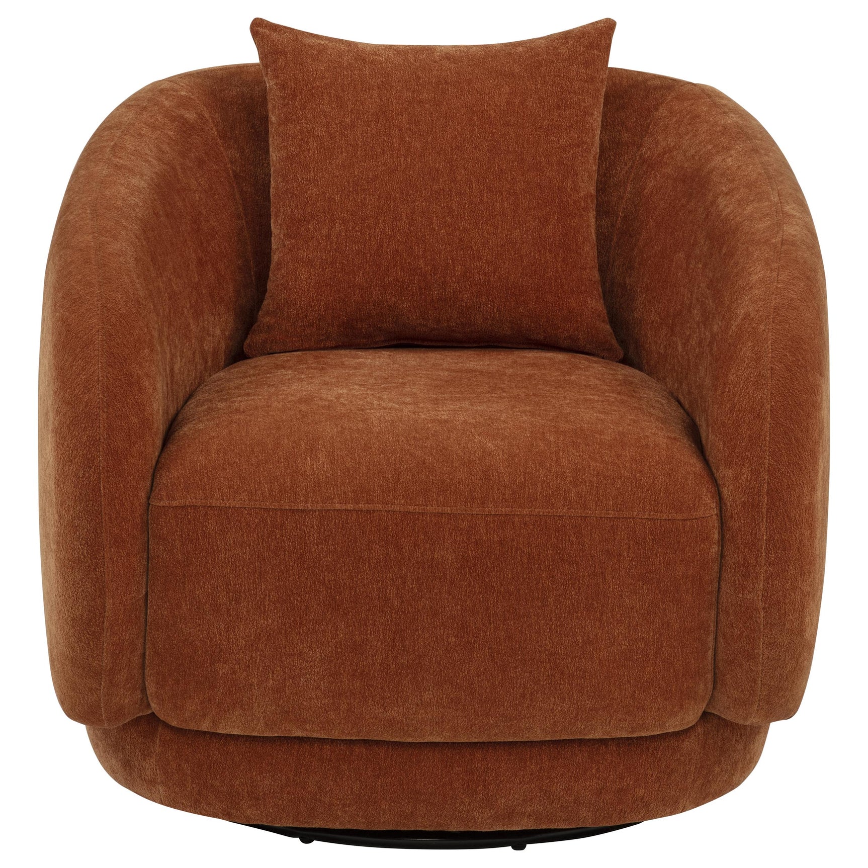 Arnaud Burnt Orange Chenille Upholstered Swivel Accent Chair - Ornate Home