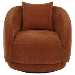Arnaud Burnt Orange Chenille Upholstered Swivel Accent Chair - Ornate Home
