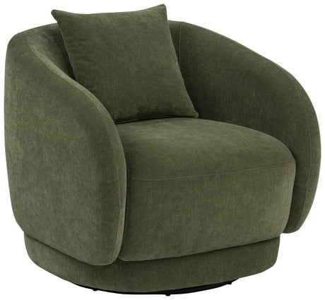 Arnaud Green Chenille Upholstered Swivel Accent Chair - Ornate Home