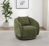 Arnaud Green Chenille Upholstered Swivel Accent Chair - Ornate Home