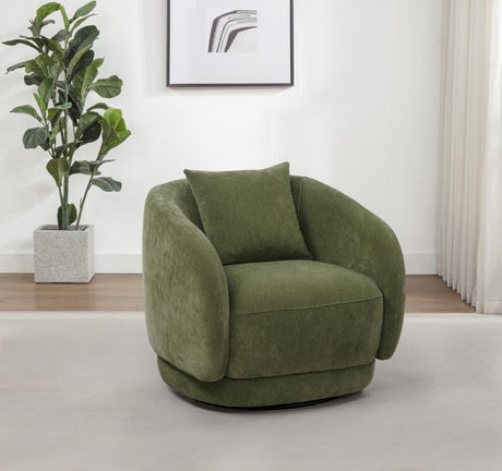 Arnaud Green Chenille Upholstered Swivel Accent Chair - Ornate Home