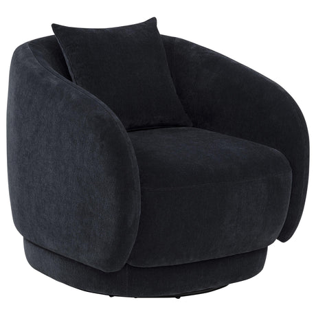 Arnaud Navy Chenille Upholstered Swivel Accent Chair - Ornate Home