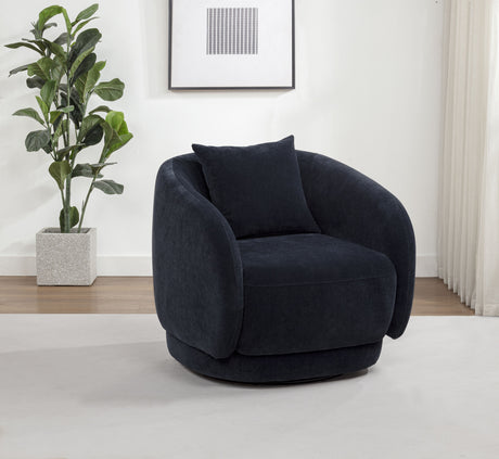 Arnaud Navy Chenille Upholstered Swivel Accent Chair - Ornate Home