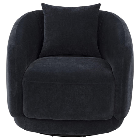 Arnaud Navy Chenille Upholstered Swivel Accent Chair - Ornate Home