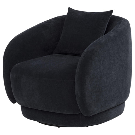 Arnaud Navy Chenille Upholstered Swivel Accent Chair - Ornate Home