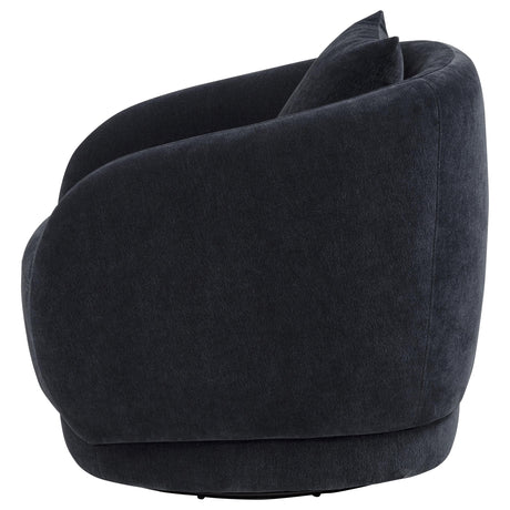 Arnaud Navy Chenille Upholstered Swivel Accent Chair - Ornate Home