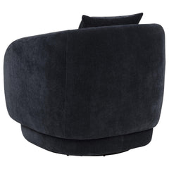 Arnaud Navy Chenille Upholstered Swivel Accent Chair - Ornate Home