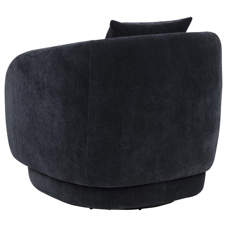 Arnaud Navy Chenille Upholstered Swivel Accent Chair - Ornate Home
