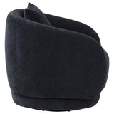 Arnaud Navy Chenille Upholstered Swivel Accent Chair - Ornate Home