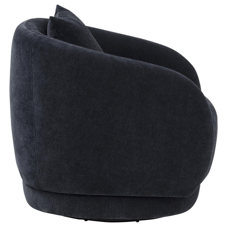 Arnaud Navy Chenille Upholstered Swivel Accent Chair - Ornate Home