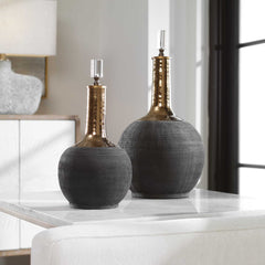 Arnav Matte Black Bottles (Set of 2) - Ornate Home