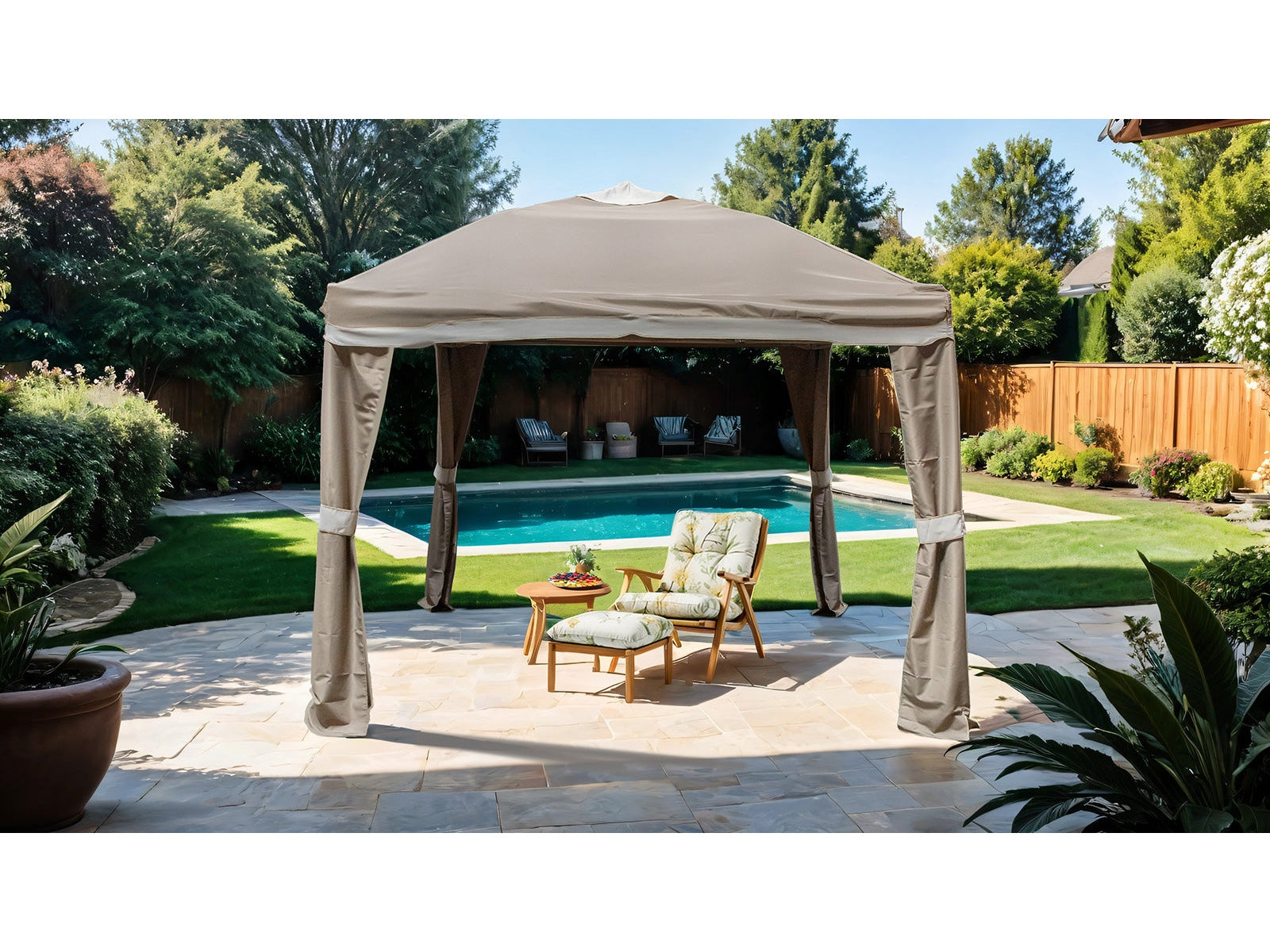 Arosa Beige Outdoor Pop-Up Canopy X 10' - Ornate Home