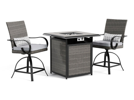 Arosa Black/Gray 3 Piece Outdoor Counter Height Set - Ornate Home