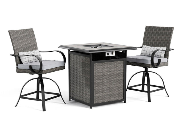 Arosa Black/Gray 3 Piece Outdoor Counter Height Set - Ornate Home