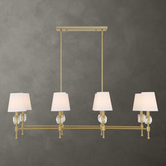 Arques Brass/White 8 Light Linear Chandelier - Ornate Home