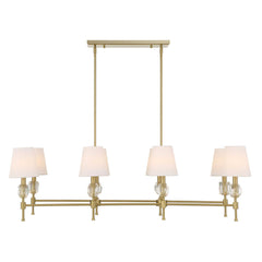 Arques Brass/White 8 Light Linear Chandelier - Ornate Home
