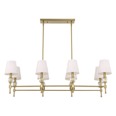 Arques Brass/White 8 Light Linear Chandelier - Ornate Home