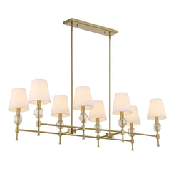 Arques Brass/White 8 Light Linear Chandelier - Ornate Home
