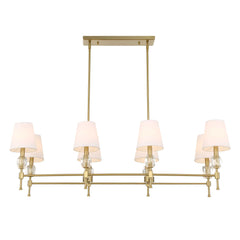 Arques Brass/White 8 Light Linear Chandelier - Ornate Home