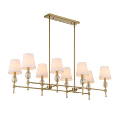 Arques Brass/White 8 Light Linear Chandelier - Ornate Home