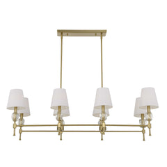 Arques Brass/White 8 Light Linear Chandelier - Ornate Home